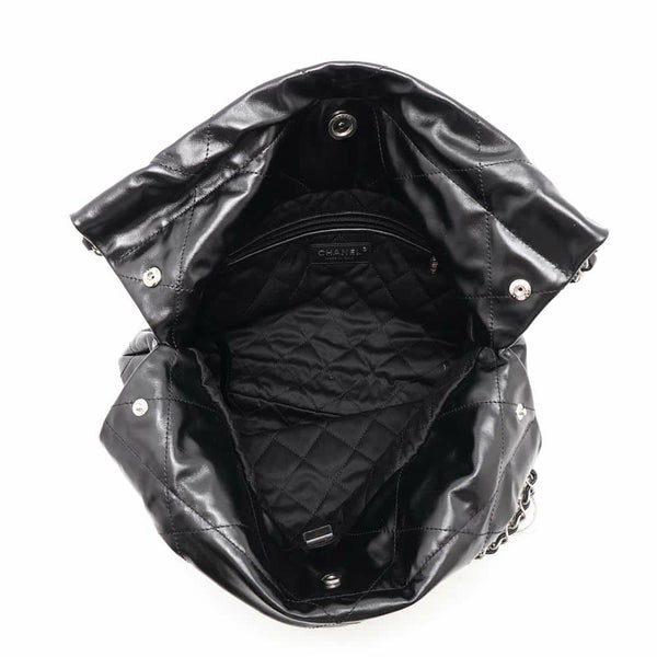 シャネル ハンドバッグ CHANEL 22 マトラッセ スモール シャイニーカーフレザー AS3260 ショルダーバッグ ポーチ付き 黒