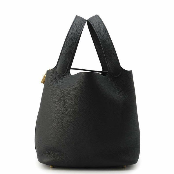エルメス ハンドバッグ ピコタンロックMM ブラック/ゴールド金具 トリヨンクレマンス W刻印 黒