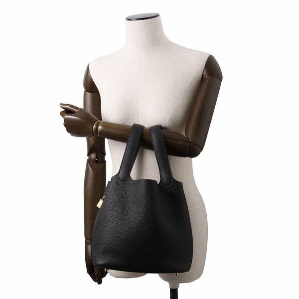 エルメス ハンドバッグ ピコタンロックMM ブラック/ゴールド金具 トリヨンクレマンス W刻印 黒