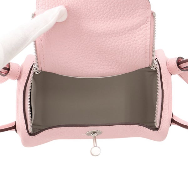 エルメス リンディ ミニ ヴェルソ ローズサクラ/グリスペール/シルバー金具 トリヨンクレマンス K刻印 ２wayショルダー