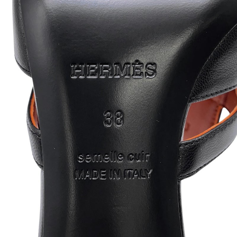 エルメス サンダル キャンディ ケリーバックル レザー レディースサイズ38 HERMES 靴 黒
