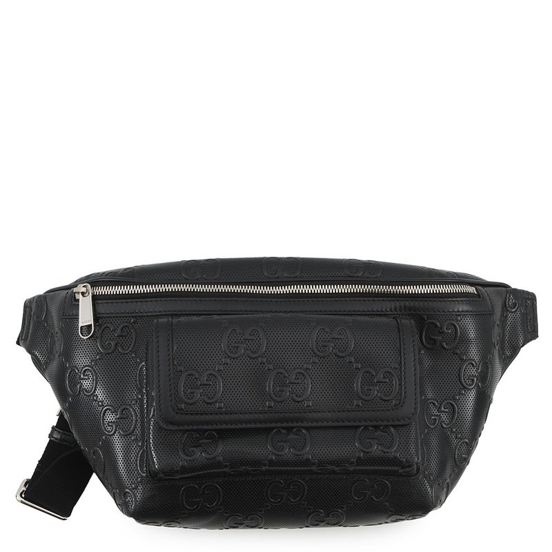 グッチ ボディバッグ GGエンボス ベルトバッグ レザー 645093 GUCCI ウエストバッグ メンズ 黒