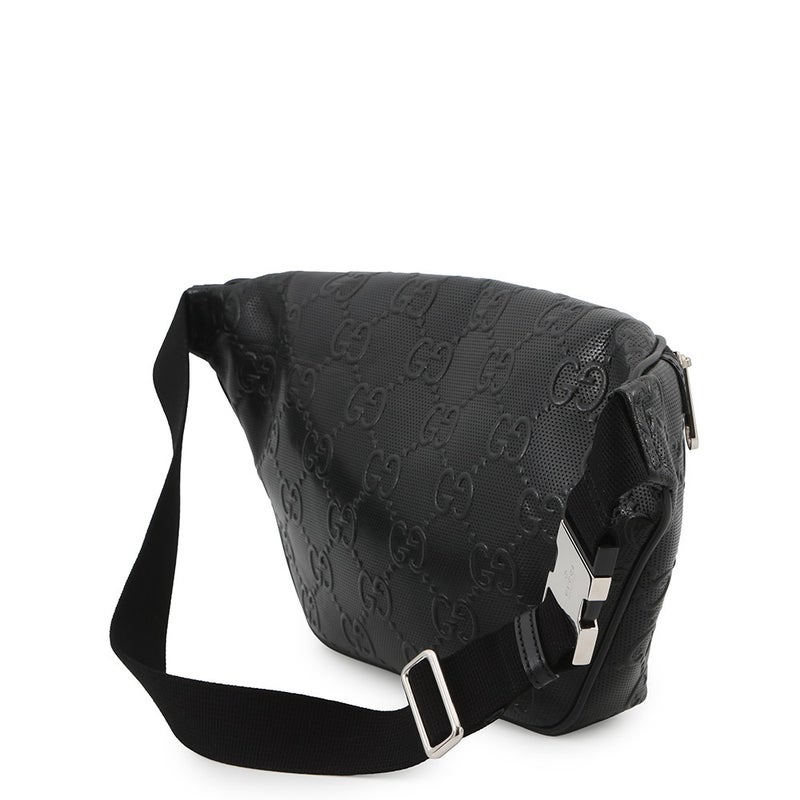 グッチ ボディバッグ GGエンボス ベルトバッグ レザー 645093 GUCCI ウエストバッグ メンズ 黒