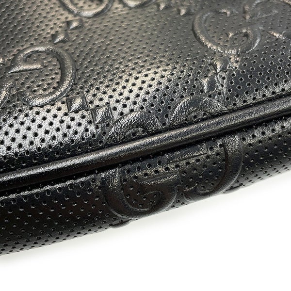 グッチ ボディバッグ GGエンボス ベルトバッグ レザー 645093 GUCCI ウエストバッグ メンズ 黒