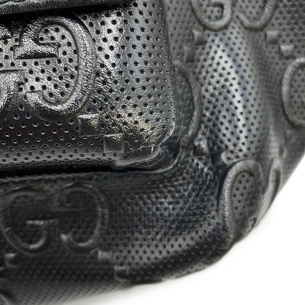 グッチ ボディバッグ GGエンボス ベルトバッグ レザー 645093 GUCCI ウエストバッグ メンズ 黒