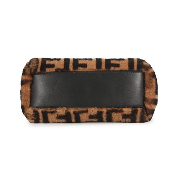 フェンディ ハンドバッグ ミニ ピーカブー ムートン/レザー 8BN244 FENDI バッグ ショルダーバッグ 黒