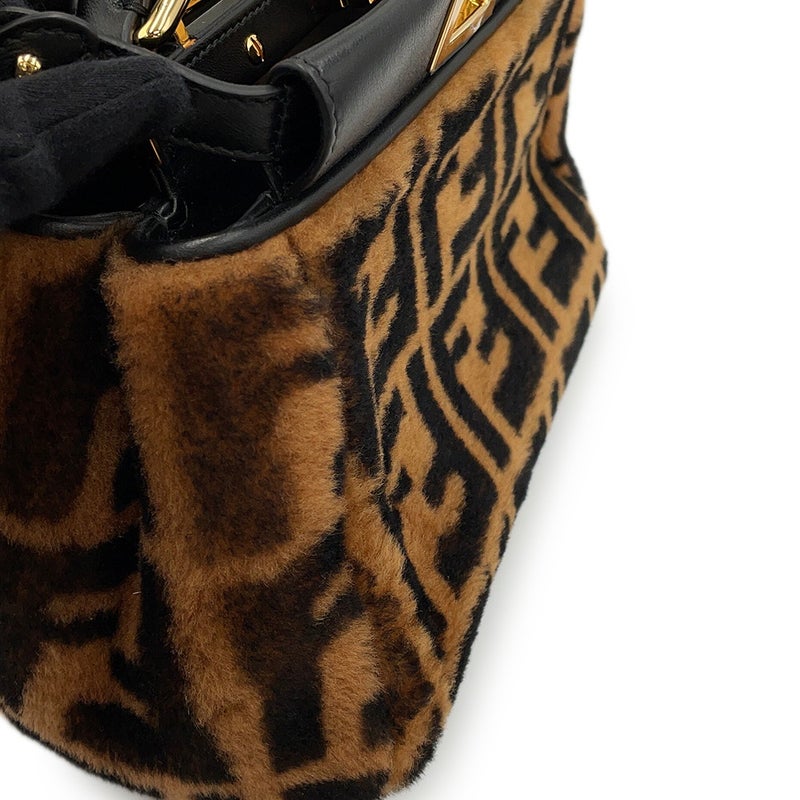 フェンディ ハンドバッグ ミニ ピーカブー ムートン/レザー 8BN244 FENDI バッグ ショルダーバッグ 黒