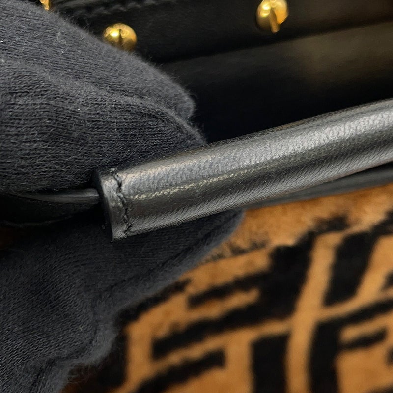 フェンディ ハンドバッグ ミニ ピーカブー ムートン/レザー 8BN244 FENDI バッグ ショルダーバッグ 黒