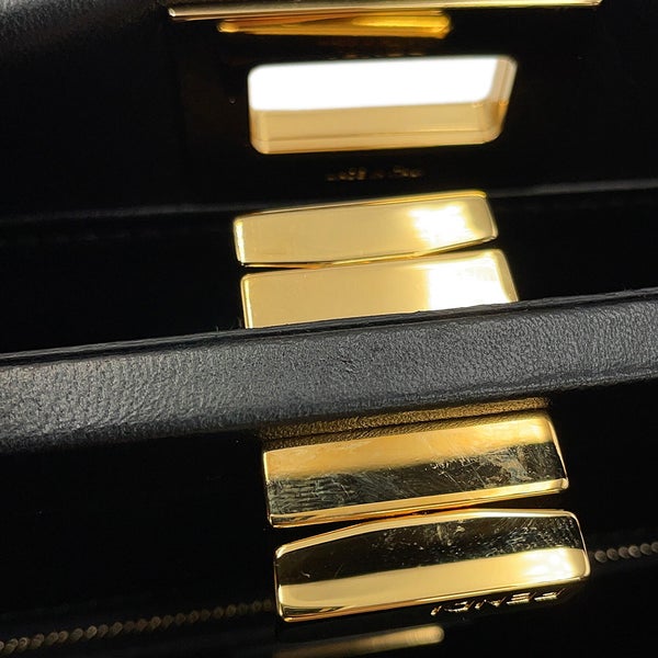 フェンディ ハンドバッグ ミニ ピーカブー ムートン/レザー 8BN244 FENDI バッグ ショルダーバッグ 黒