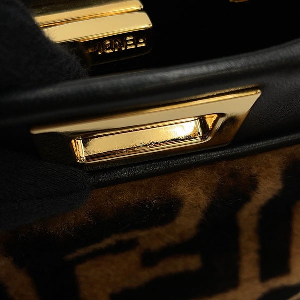 フェンディ ハンドバッグ ミニ ピーカブー ムートン/レザー 8BN244 FENDI バッグ ショルダーバッグ 黒