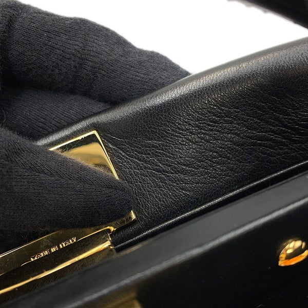フェンディ ハンドバッグ ミニ ピーカブー ムートン/レザー 8BN244 FENDI バッグ ショルダーバッグ 黒