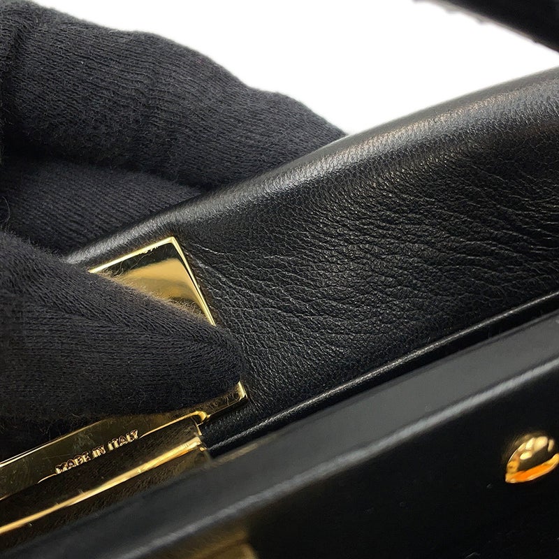 フェンディ ハンドバッグ ミニ ピーカブー ムートン/レザー 8BN244 FENDI バッグ ショルダーバッグ 黒
