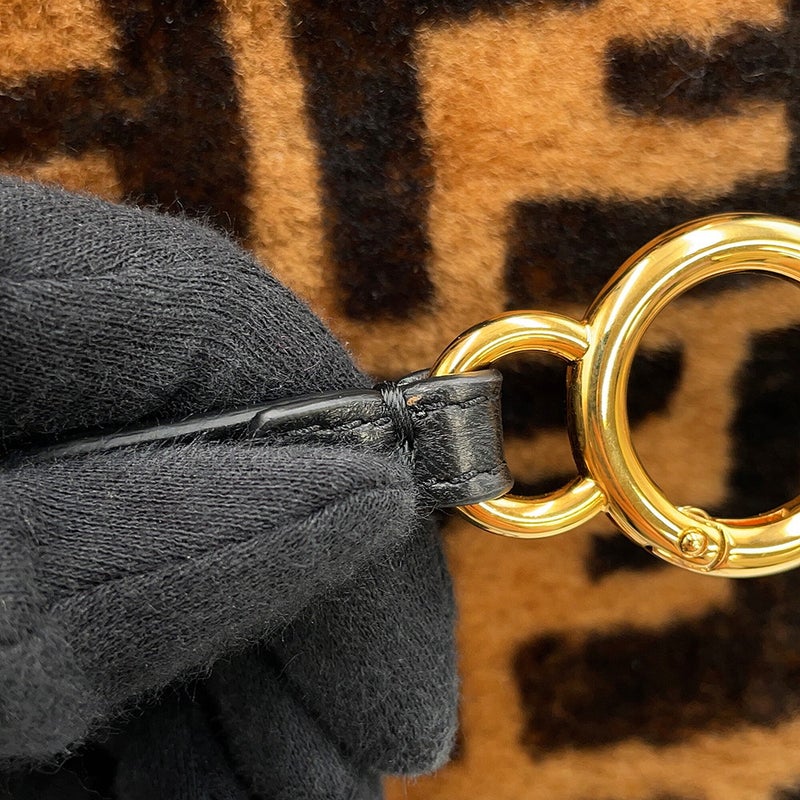 フェンディ ハンドバッグ ミニ ピーカブー ムートン/レザー 8BN244 FENDI バッグ ショルダーバッグ 黒