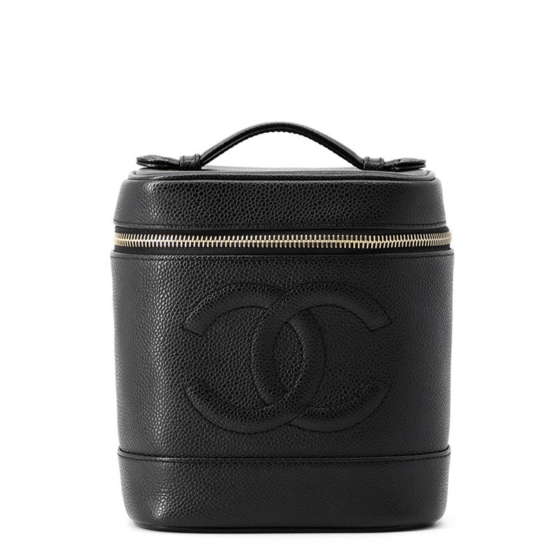 シャネル バニティバッグ ココマーク キャビアスキン 縦型 A01998 CHANEL 化粧ポーチ コスメポーチ 黒