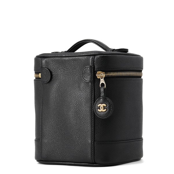 シャネル バニティバッグ ココマーク キャビアスキン 縦型 A01998 CHANEL 化粧ポーチ コスメポーチ 黒