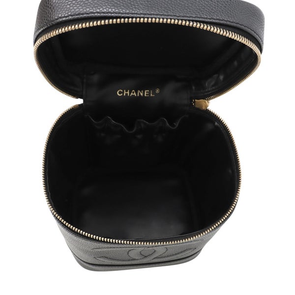 シャネル バニティバッグ ココマーク キャビアスキン 縦型 A01998 CHANEL 化粧ポーチ コスメポーチ 黒