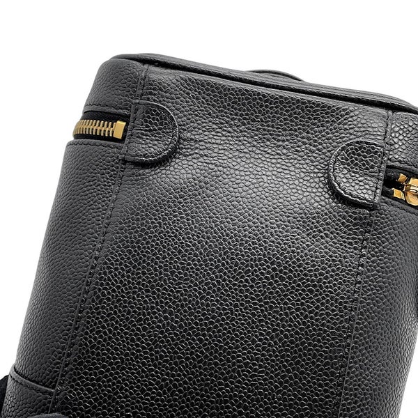 シャネル バニティバッグ ココマーク キャビアスキン 縦型 A01998 CHANEL 化粧ポーチ コスメポーチ 黒