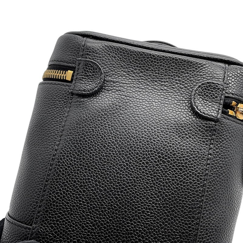 シャネル バニティバッグ ココマーク キャビアスキン 縦型 A01998 CHANEL 化粧ポーチ コスメポーチ 黒