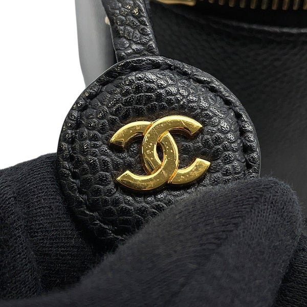 シャネル バニティバッグ ココマーク キャビアスキン 縦型 A01998 CHANEL 化粧ポーチ コスメポーチ 黒