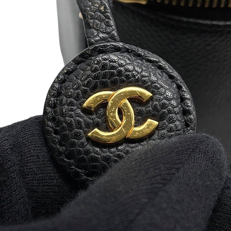 シャネル バニティバッグ ココマーク キャビアスキン 縦型 A01998 CHANEL 化粧ポーチ コスメポーチ 黒