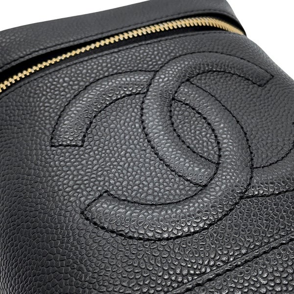 シャネル バニティバッグ ココマーク キャビアスキン 縦型 A01998 CHANEL 化粧ポーチ コスメポーチ 黒