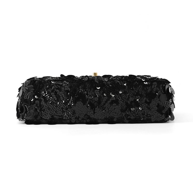 シャネル チェーンショルダーバッグ マトラッセ ココマーク ラムスキン/サテン/スパンコール ダブルチェーン CHANEL 黒