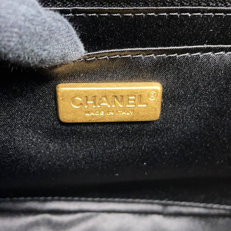 シャネル チェーンショルダーバッグ マトラッセ ココマーク ラムスキン/サテン/スパンコール ダブルチェーン CHANEL 黒