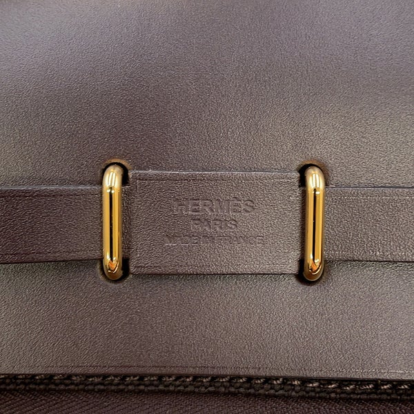 エルメス ショルダーバッグ エールバッグジップ ミニ エベンヌ/ゴールド金具 トワルミリタリー/ヴァッシュハンター K刻印 HERMES