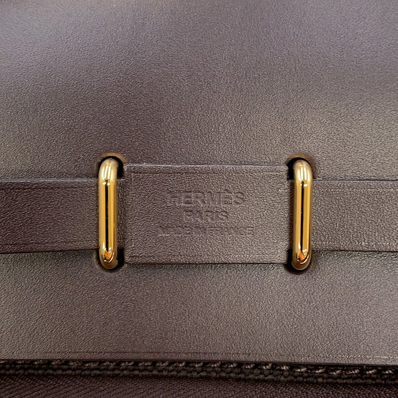 エルメス ショルダーバッグ エールバッグジップ ミニ エベンヌ/ゴールド金具 トワルミリタリー/ヴァッシュハンター K刻印 HERMES