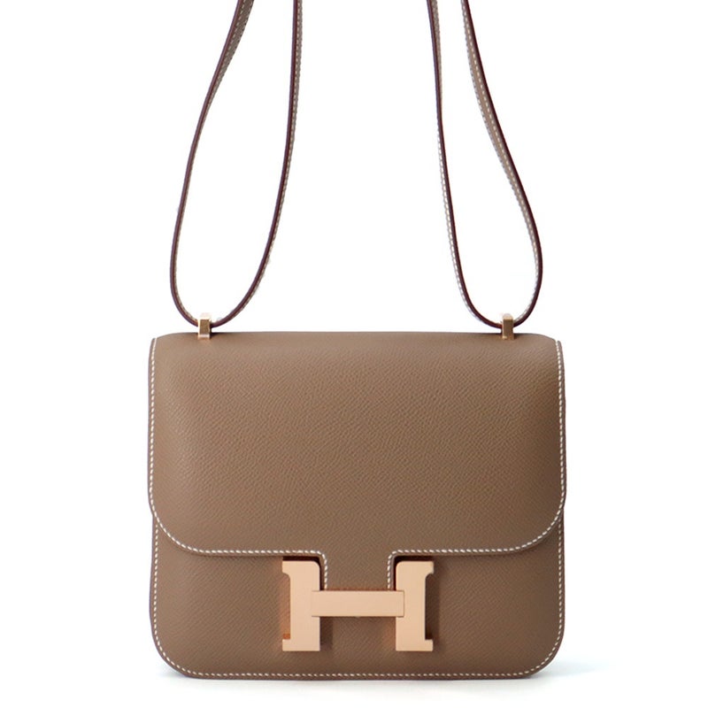 エルメス ショルダーバッグ ミニ コンスタンス3 ミロワール エトゥープ/ピンクゴールド金具 エプソン K刻印 HERMES Constance