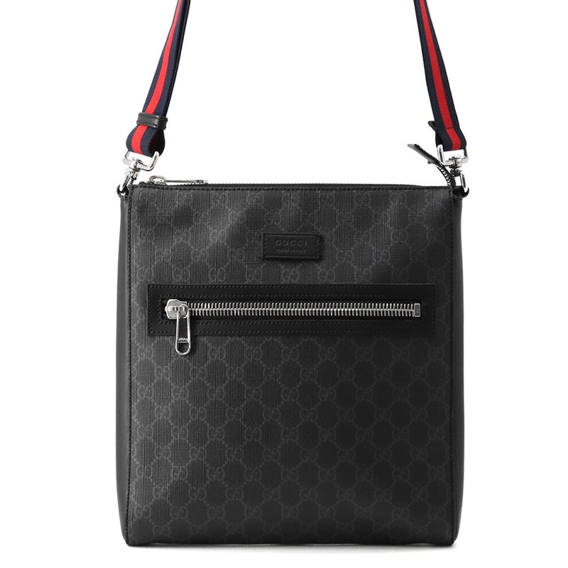 グッチ ショルダーバッグ メッセンジャーバッグ GGスプリーム/レザー 474137 GUCCI バッグ メンズ ウェブ 黒
