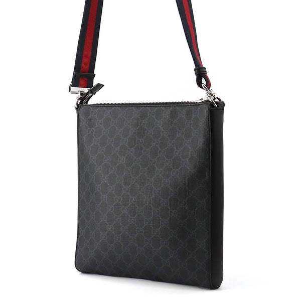 グッチ ショルダーバッグ メッセンジャーバッグ GGスプリーム/レザー 474137 GUCCI バッグ メンズ ウェブ 黒