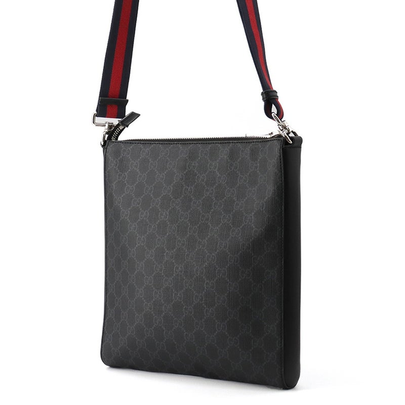 グッチ ショルダーバッグ メッセンジャーバッグ GGスプリーム/レザー 474137 GUCCI バッグ メンズ ウェブ 黒