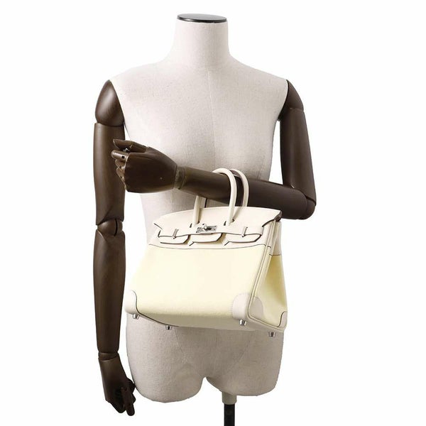 エルメス バーキン25 ジョーヌプッサン/ナタ/シルバー金具 トワルアッシュ/スイフト U刻印 HERMES Birkin