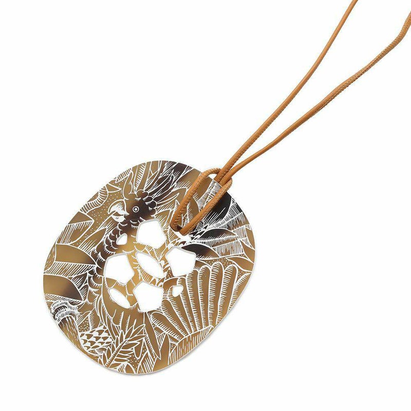 エルメス ネックレス リフト GM アニマルカモフラージュ バード 鳥 バッファローホーン HERMES アクセサリー ペンダント 白