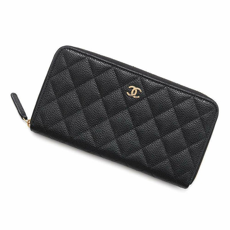 シャネル 長財布 クラシック ロング ジップ ウォレット ココマーク キャビアスキン マトラッセ AP0242 CHANEL 黒