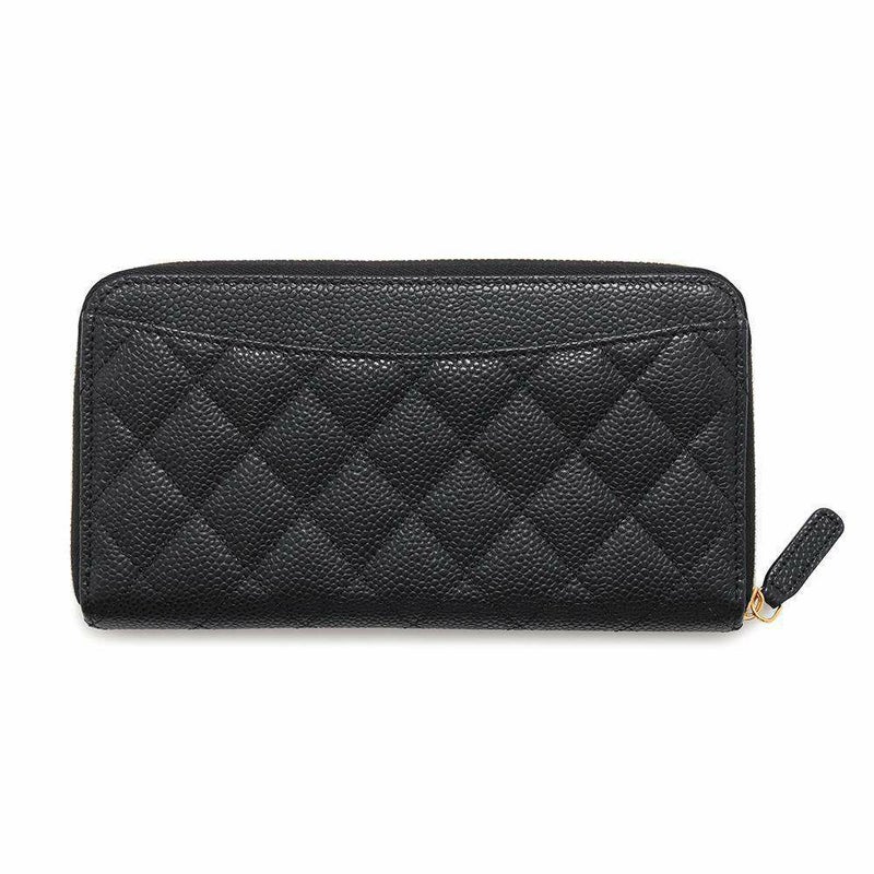 シャネル 長財布 クラシック ロング ジップ ウォレット ココマーク キャビアスキン マトラッセ AP0242 CHANEL 黒