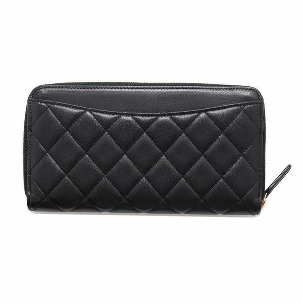 シャネル 長財布 クラシック ロング ジップ ウォレット ココマーク ラムスキン マトラッセ AP0242 CHANEL 黒
