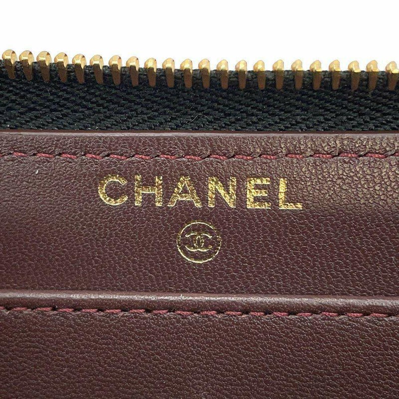シャネル 長財布 クラシック ロング ジップ ウォレット ココマーク ラムスキン マトラッセ AP0242 CHANEL 黒