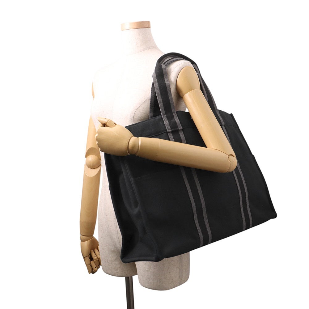 エルメス トートバッグ フールトゥGM キャンバス HERMES 黒 | 中古