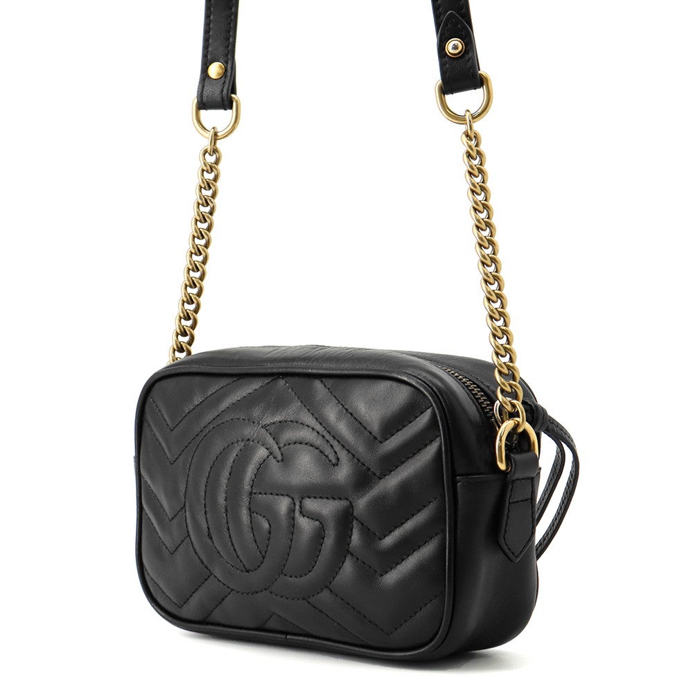 GUCCI グッチ GGマーモント ショルダーバッグ スモール レザー 黒 634785 【74262】 グッチ チェーンショルダーバッグ GGマーモント レザー 634785 GUCCI