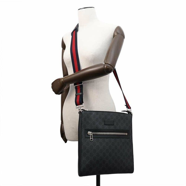 グッチ ショルダーバッグ GGスプリーム メッセンジャーバッグ 474137 GUCCI バッグ メンズ ウェブ 黒