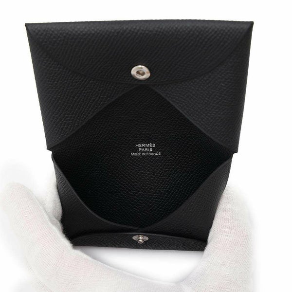 エルメス カードケース カルヴィ ブラック エプソン W刻印 HERMES 名刺入れ 黒