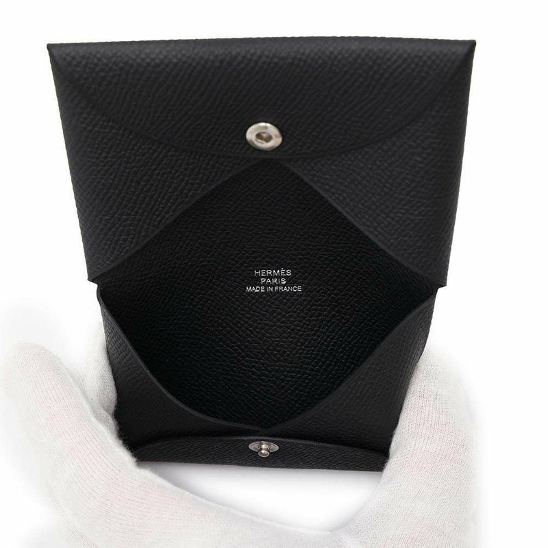 エルメス カードケース カルヴィ ブラック エプソン W刻印 HERMES 名刺入れ 黒