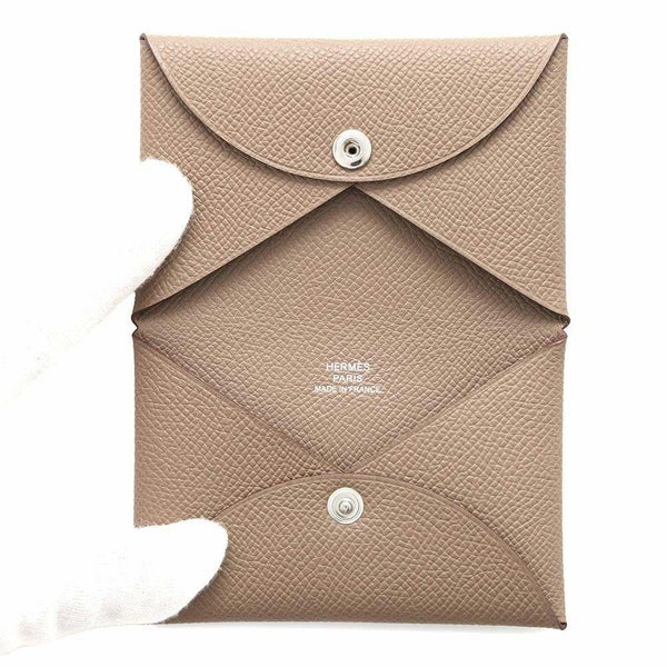 エルメス カードケース カルヴィ エトゥープ エプソン W刻印 HERMES 名刺入れ