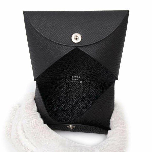 エルメス カードケース カルヴィ ブラック エプソン W刻印 HERMES 名刺入れ 黒