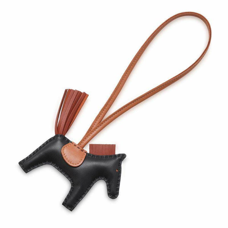 エルメス バッグチャーム ロデオ PM ブラック/ゴールド/シエンヌ ラムスキン W刻印 HERMES チャーム 黒