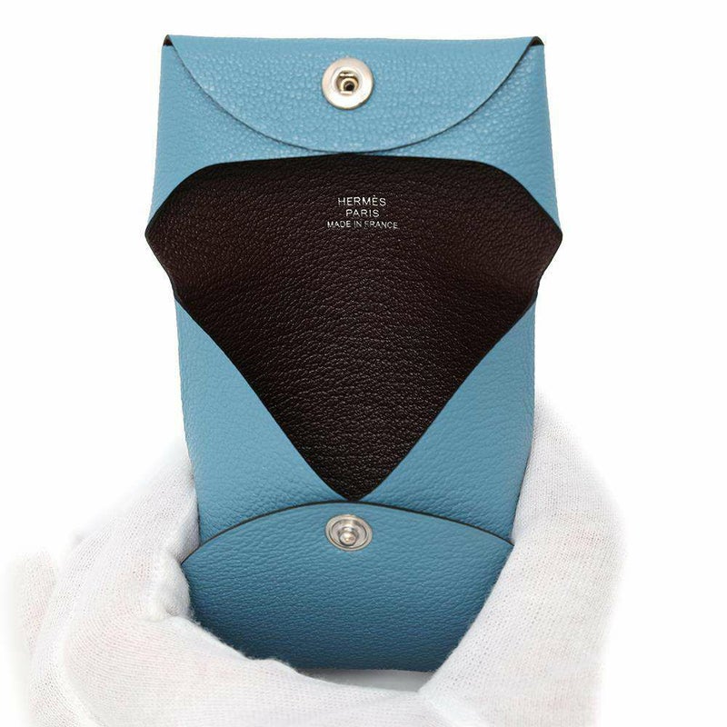 エルメス コインケース バスティア ヴェルソ ニューブルージーン/エベンヌ シェブルミゾル W刻印 シェーブル