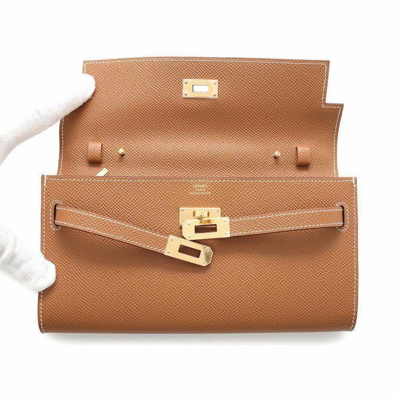 エルメス ケリーウォレット ロング トゥーゴー ゴールド/ゴールド金具 エプソン W刻印 財布