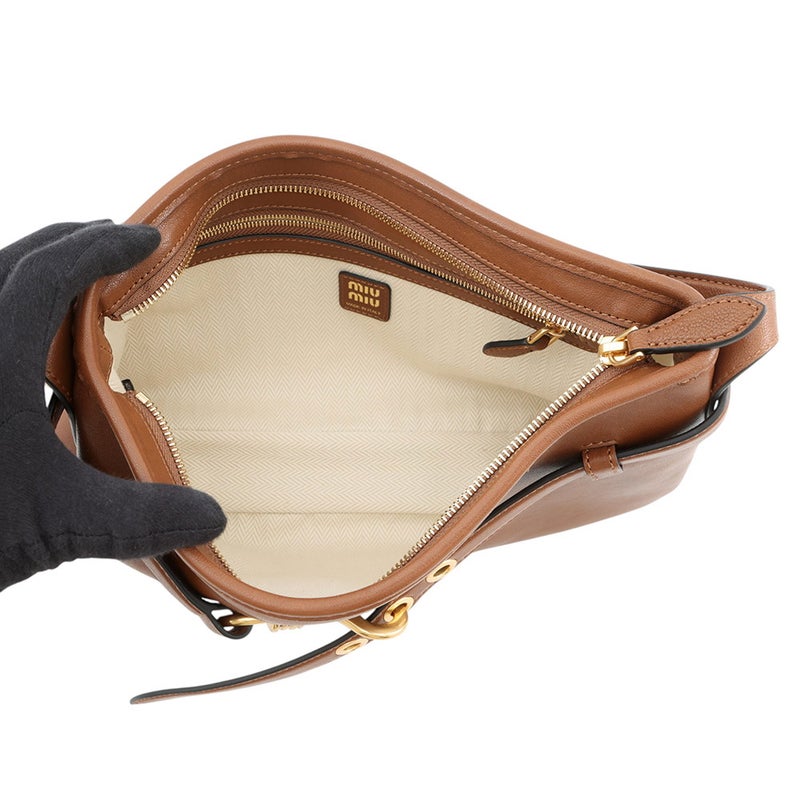 ミュウミュウ ショルダーバッグ アバンチュール ナッパレザー 5BC182 Miu Miu ワンショルダー ブラウン